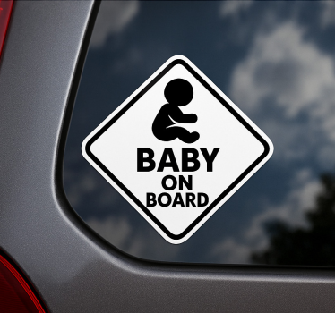Zwart-wit ontwerp sticker baby aan board - TenStickers