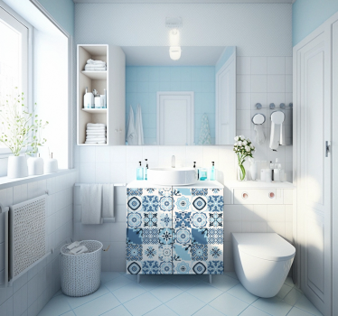 Azulejos blauw Meubelsticker - TenStickers