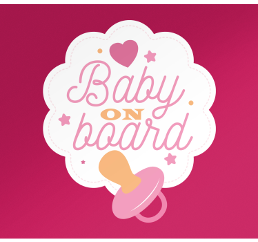 Baby aan boord sticker Witte wolk met fopspeen en tekst - TenStickers