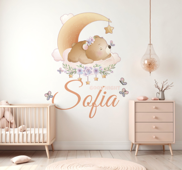 Muursticker kinderkamer beer met naam - TenStickers