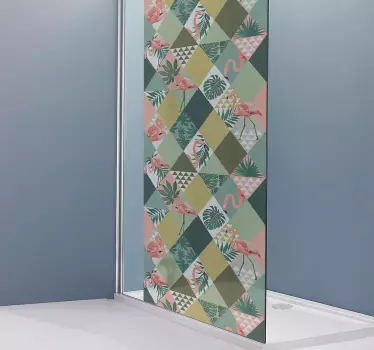 Badkamer sticker douchedeur tropisch - TenStickers