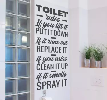 Muursticker badkamer met tekst - TenStickers
