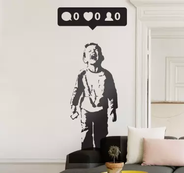 Banksy geen likes muursticker woonkamer - TenStickers