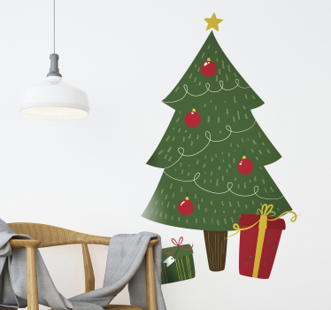 Feestdagen sticker kerstboom met geschenken - TenStickers