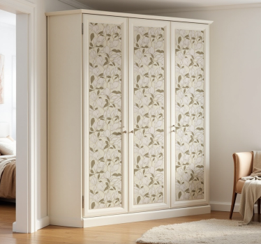 Beige magnolia bloemen meubel sticker - TenStickers