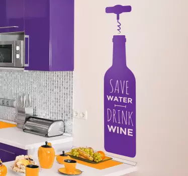 Bespaar water drink wijn sticker - TenStickers