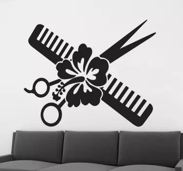 Bloem, Schaar, Kam Muursticker - TenStickers