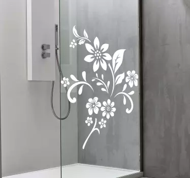 Bloemen natuurpatronen douchedeur sticker - TenStickers