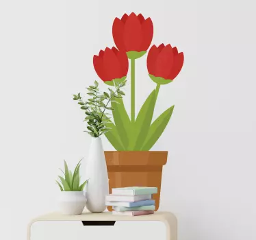 Bloemen stickers Glas rode bloemen - TenStickers