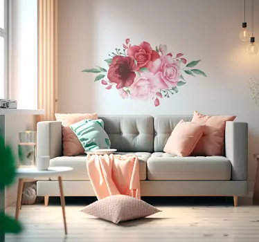 Bloemen stickers Rode en roze rozen aquarel effect - TenStickers