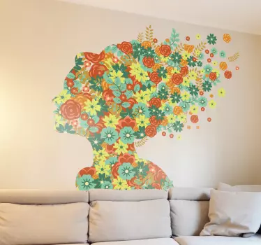 Bloemen vrouw haar sticker - TenStickers