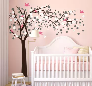 Vogel muursticker met bloesem boom - TenStickers