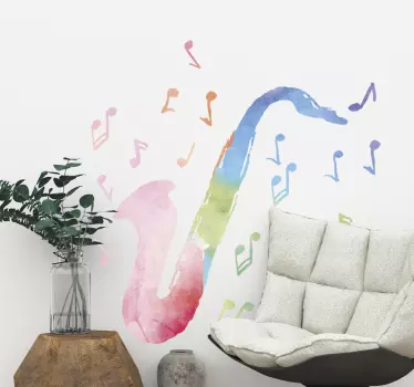Jazz stickers saxofoon met muziek icoontjes - TenStickers