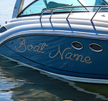 Boot naam sticker met letters van touw - TenStickers
