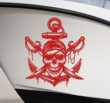 Boot sticker rode piratenkop - TenStickers