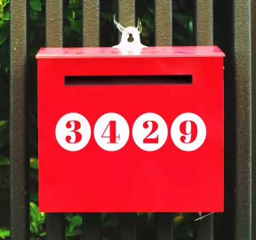 Huisnummer rondjes brievenbus sticker - TenStickers