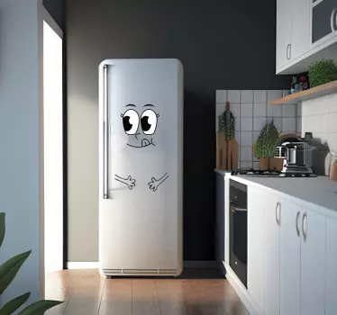 Cartoon gezicht grote ogen koelkast sticker - TenStickers
