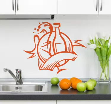Champagnefles muursticker keuken - TenStickers