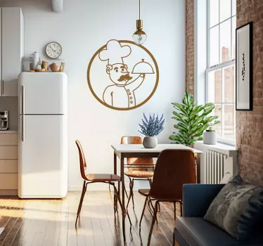 Cheftekening muursticker keuken - TenStickers