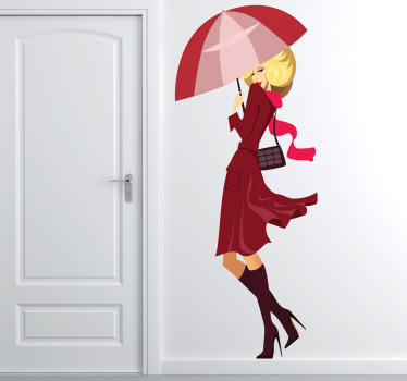 Chique vrouw met paraplu fashion sticker - TenStickers