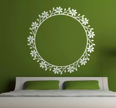 Cirkel bloemen frame kader sticker - TenStickers
