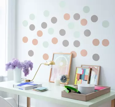 Pastelkleuren stippen muurstickers - TenStickers