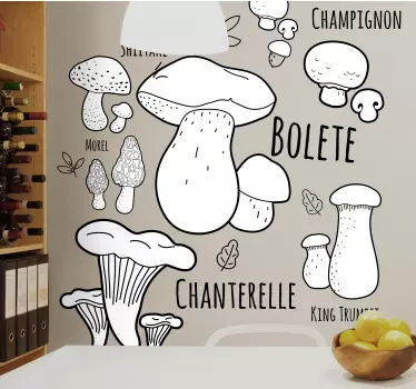 Keuken muursticker paddenstoelen kookgids - TenStickers