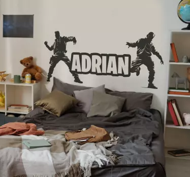 Dansende soldaten met naam sticker - TenStickers