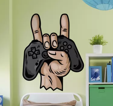 Decoratie sticker games stone hand sign - TenStickers