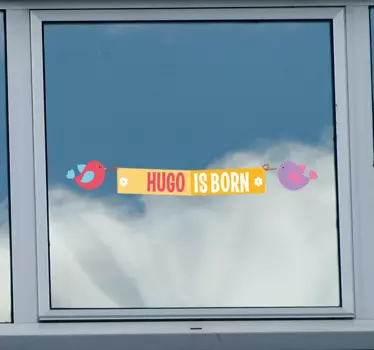 Muursticker babykamer vogels welkom nieuwe hugo - TenStickers