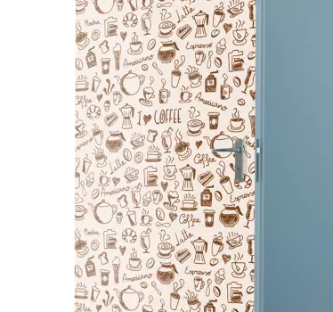 Deur sticker Koffiekopjes tekeningen - TenStickers