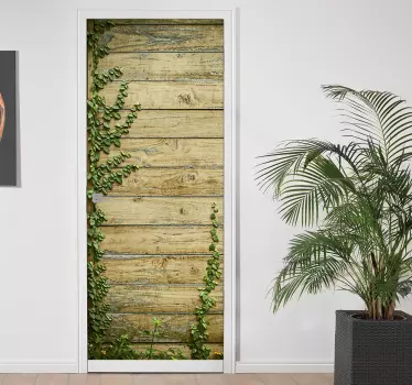 Deursticker plant op hout - TenStickers