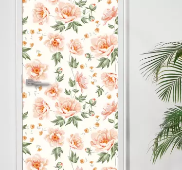 Deursticker kalm bloemen patroon - TenStickers