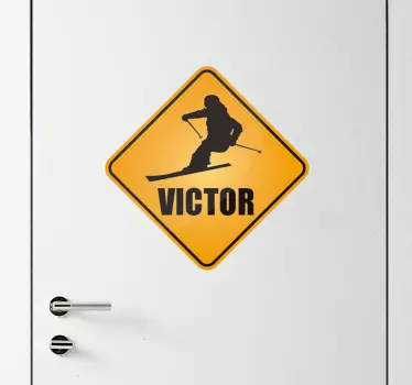 Tienerkamer muursticker ski teken met naam - TenStickers