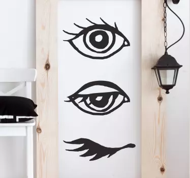 Deursticker sluitend oog - TenStickers