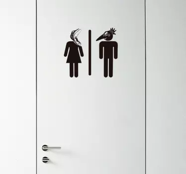 Toiletdeur sticker Bitelchus man en vrouw - TenStickers