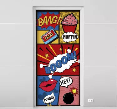 Tienerkamer deursticker komische pop art - TenStickers