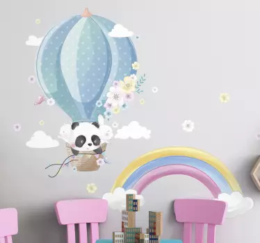 Dieren op bloemblaadjes ballon  muursticker - TenStickers