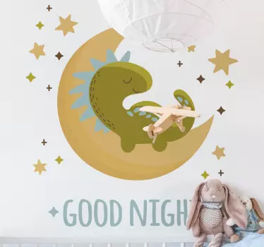 Dino muursticker Goede nacht met dinosaurus - TenStickers