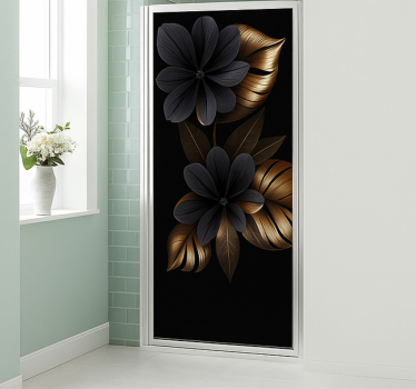 Donkere botanische chic douchedeur sticker - TenStickers