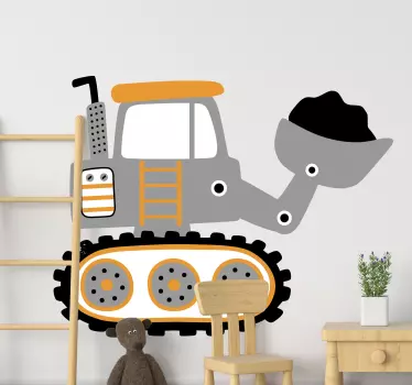 Doorschijnende sticker schattige graafmachine ontwerp - TenStickers