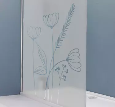 Douchedeur sticker bloemenpatroon decor - TenStickers