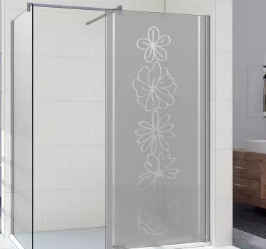 Douchedeur sticker bloemenpatroon ontwerp - TenStickers