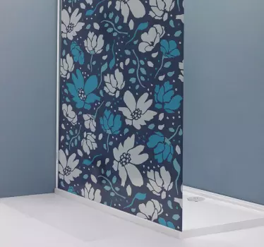 Douchedeur sticker bloemmotief illustratie - TenStickers