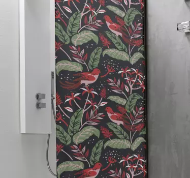 Douchedeur sticker botanisch vogel concept - TenStickers