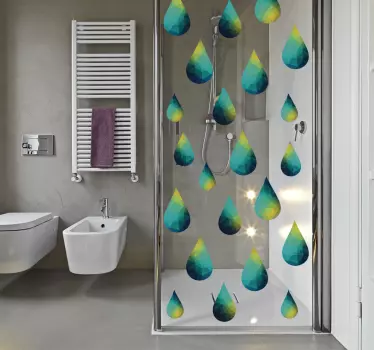 Douchedeur sticker druppels geometrisch - TenStickers