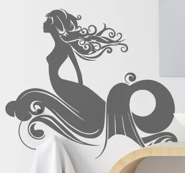 Douchedeur sticker graceful zeemeermin silhouet - TenStickers