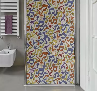 Douchedeur sticker kleurrijke muzikale noten - TenStickers