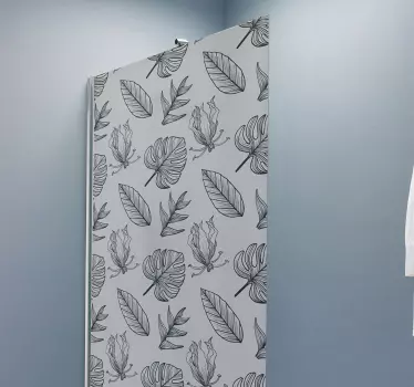 Douchedeur sticker met gestileerde botanische elementen - TenStickers