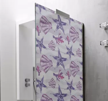 Douchedeur sticker onderwater schelp patroon - TenStickers